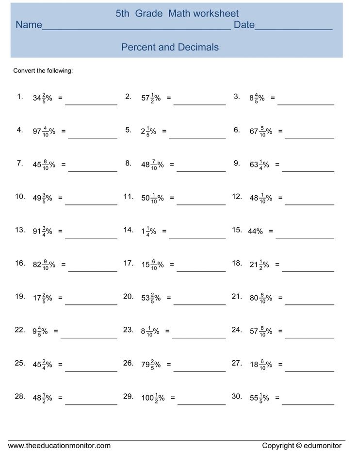 90 Printable 5Th Grad Math Worksheets 20