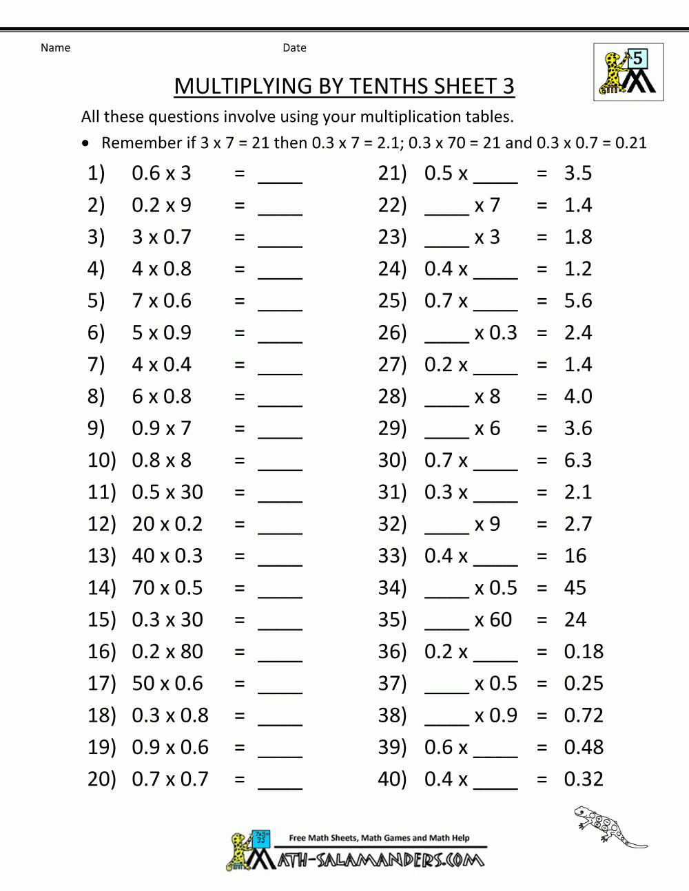 90 Printable 5Th Grad Math Worksheets 22