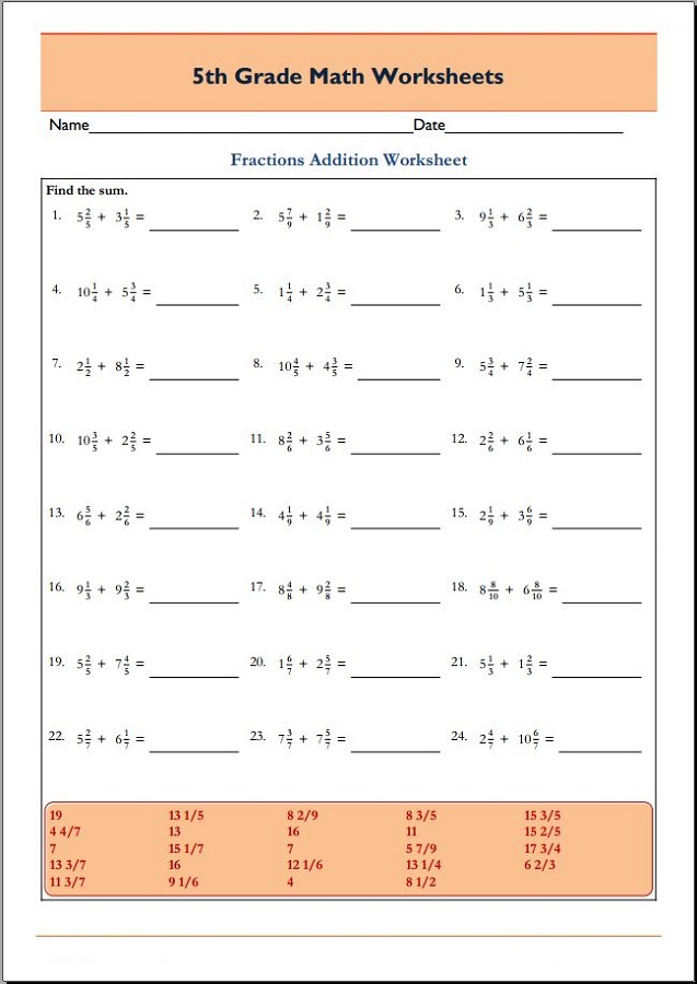 90 Printable 5Th Grad Math Worksheets 25