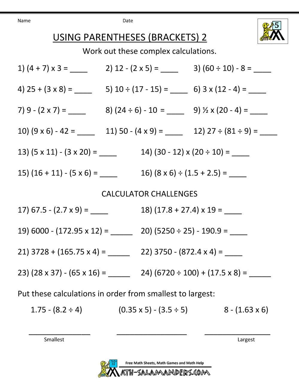 90 Printable 5Th Grad Math Worksheets 5