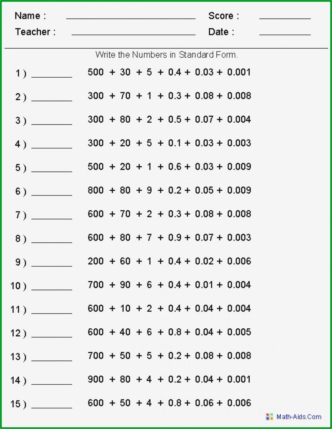 90 Printable 5Th Grad Math Worksheets 59