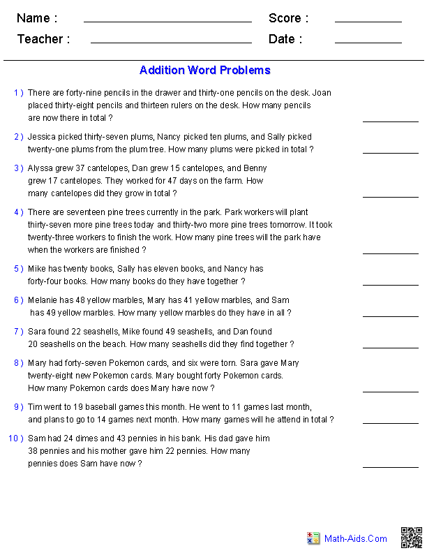 90 Printable Math Word Problems Worksheets 10