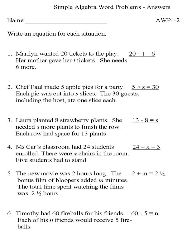 90 Printable Math Word Problems Worksheets 4