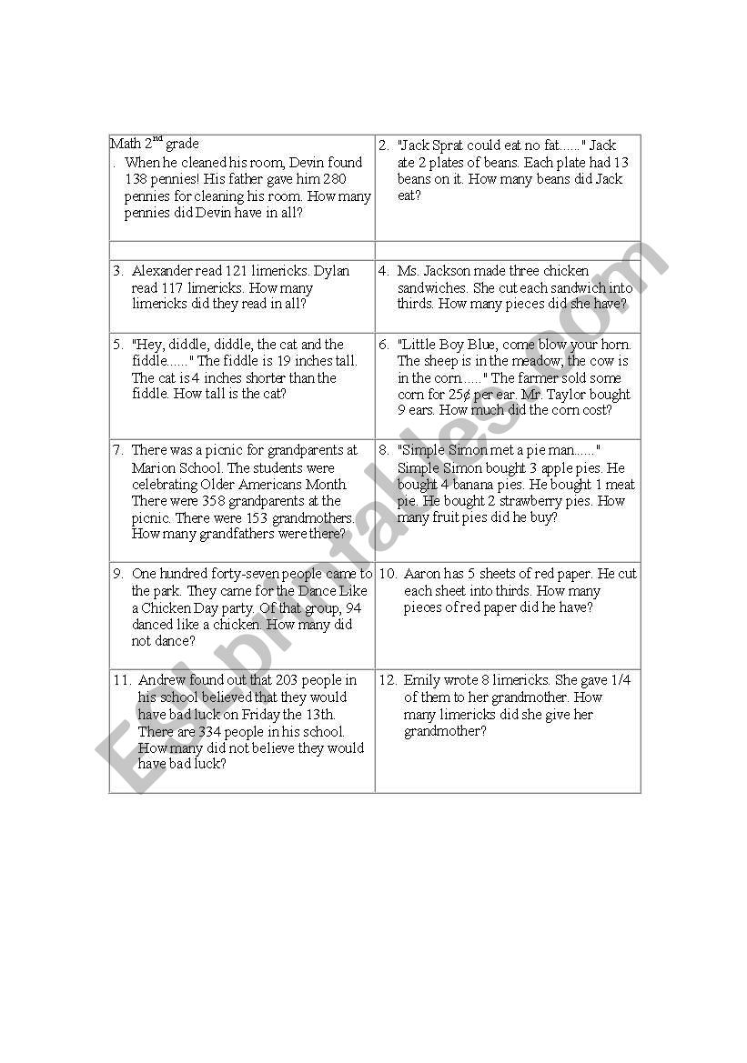 90 Printable Math Word Problems Worksheets 40