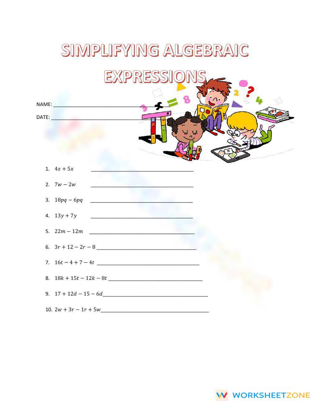 90 Printable Translating Algebraic Expressions Worksheet 19