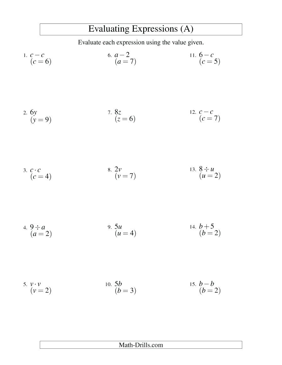 90 Printable Translating Algebraic Expressions Worksheet 40