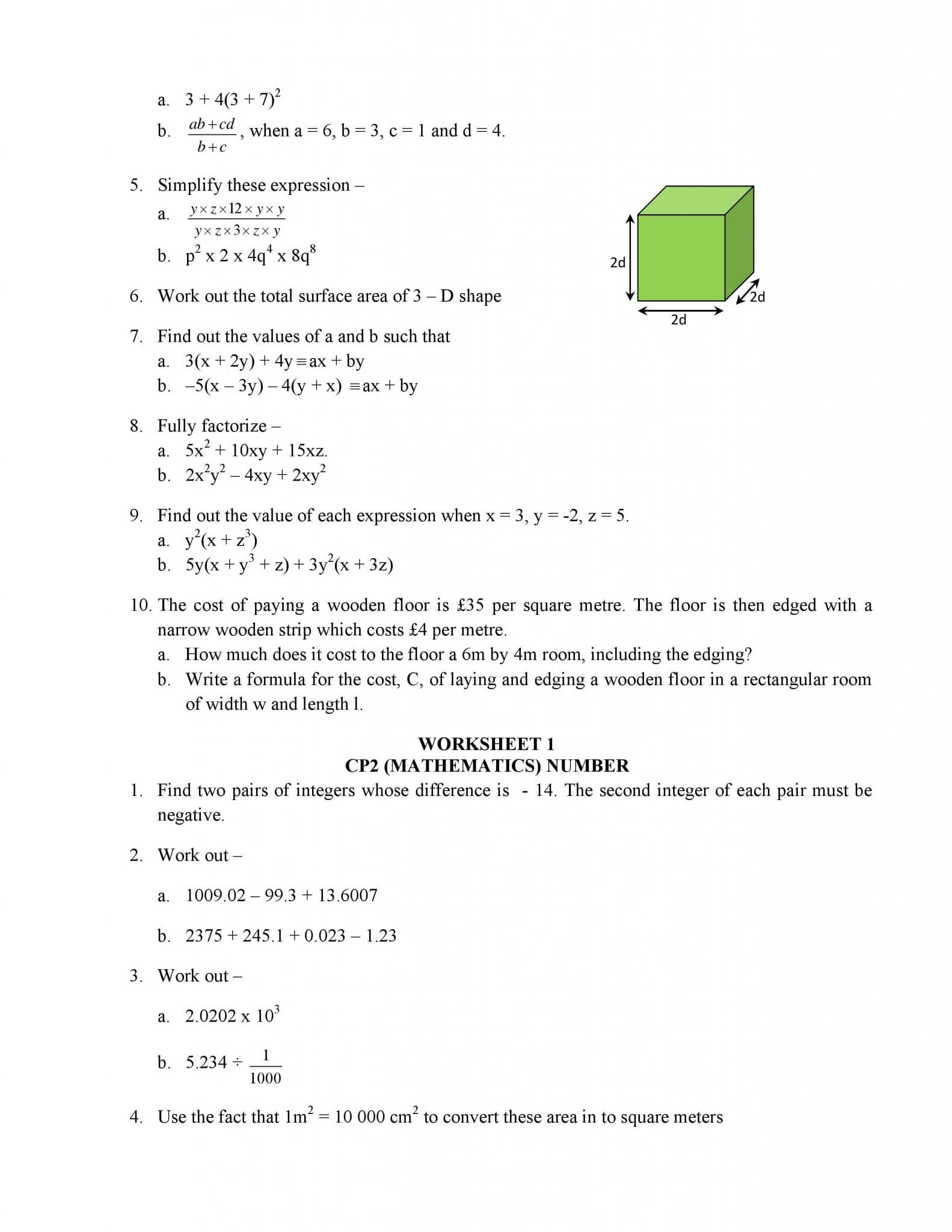 90 Printable Translating Algebraic Expressions Worksheet 44