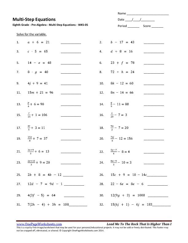 90 Printable Translating Algebraic Expressions Worksheet 47