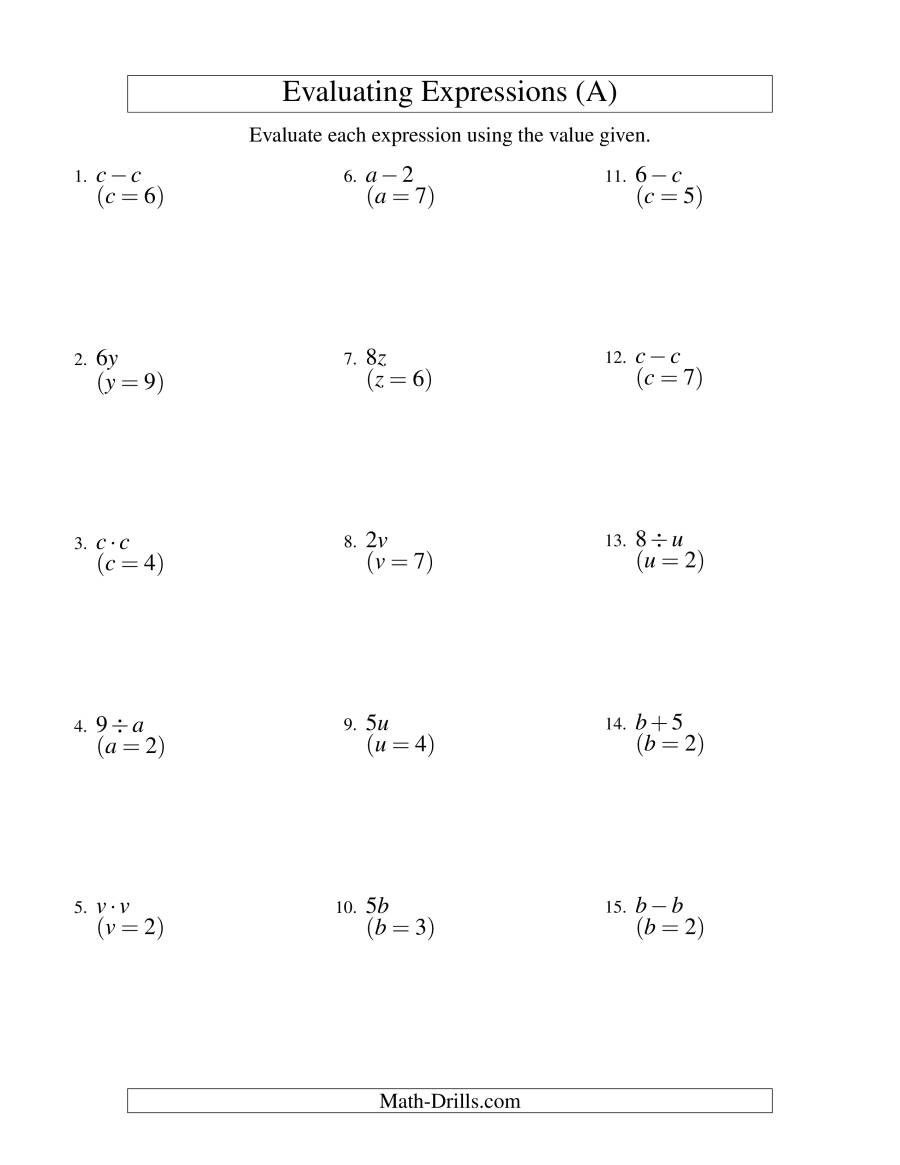 90 Printable Translating Algebraic Expressions Worksheet 78