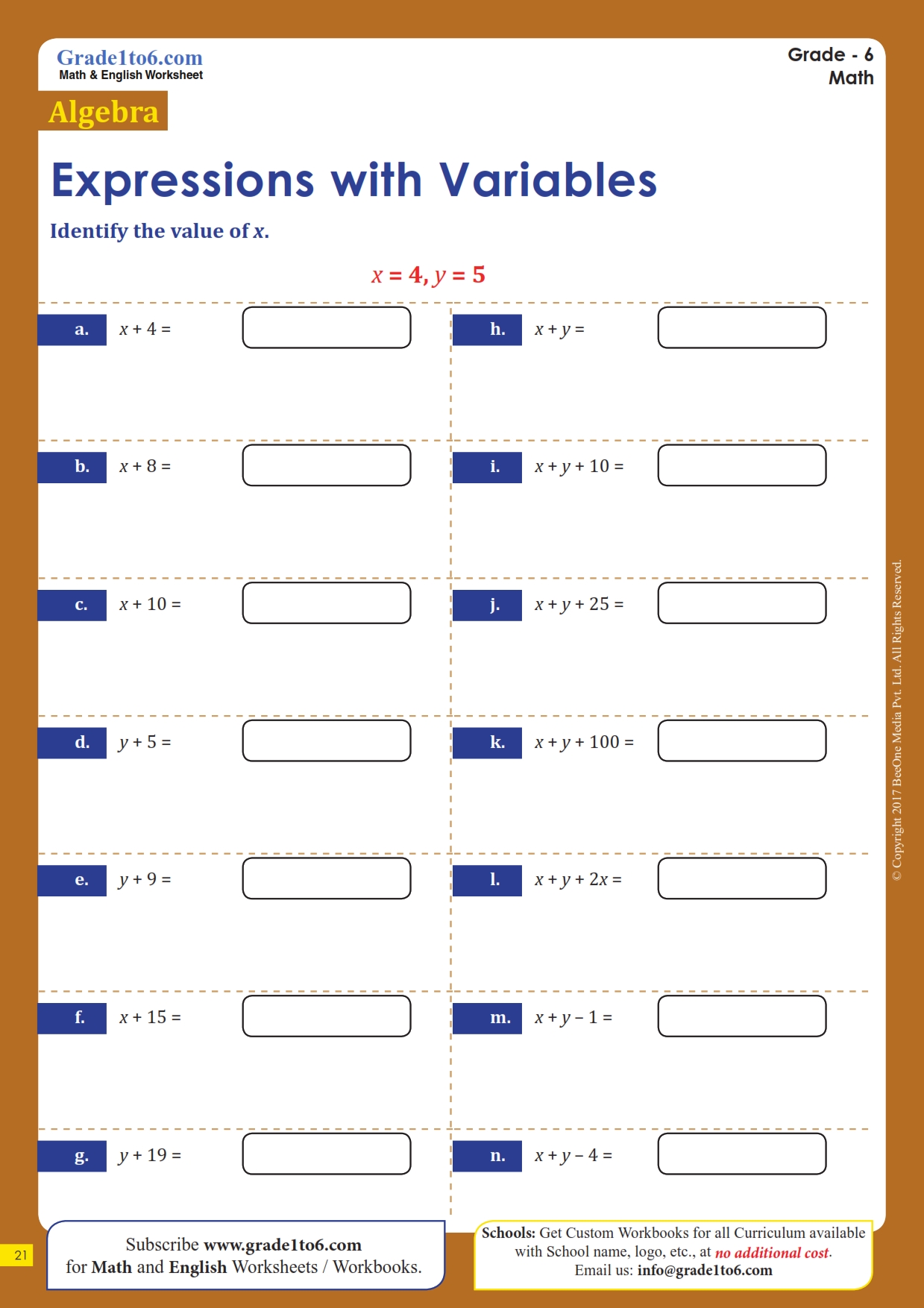 90 Printable Translating Algebraic Expressions Worksheet 81