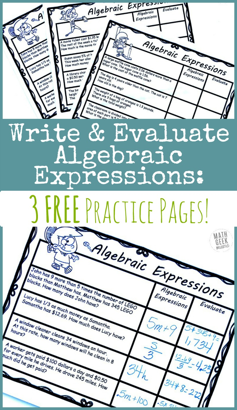 90 Printable Translating Algebraic Expressions Worksheet 90