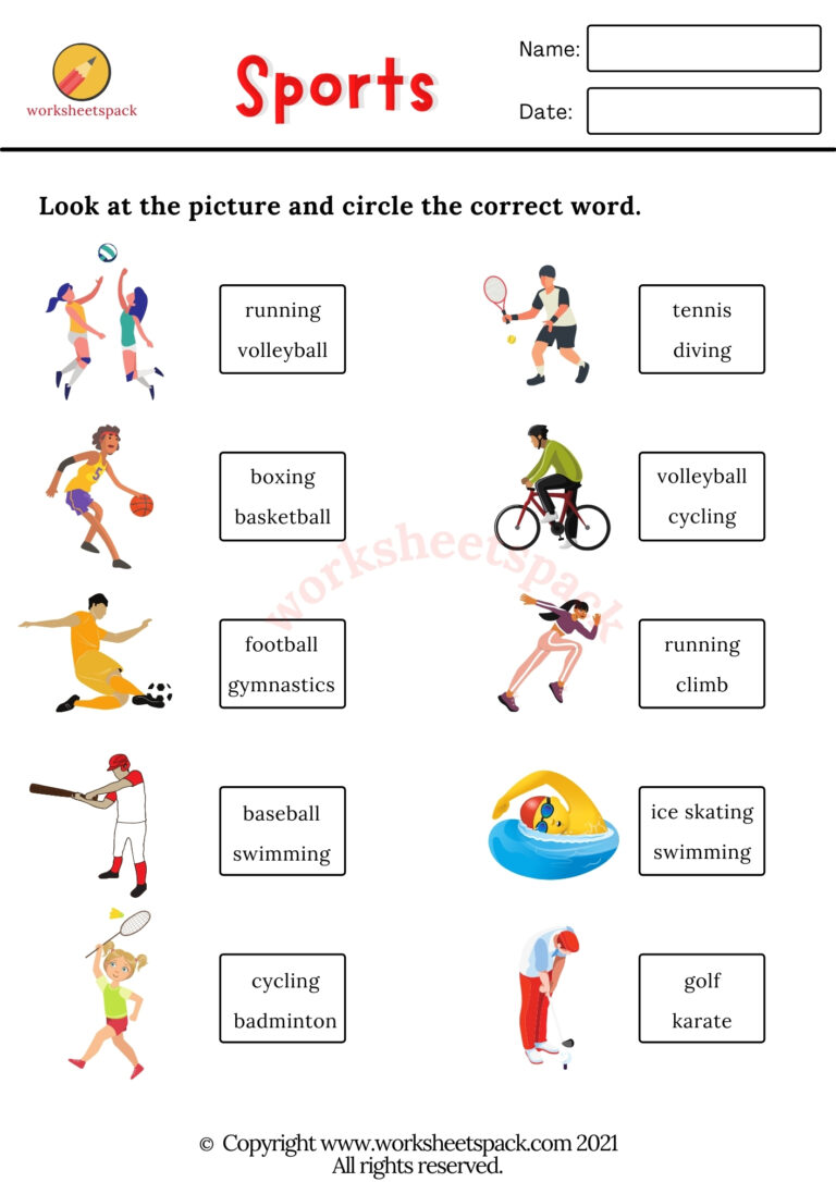 Get 85 Summer Sports Worksheet 7