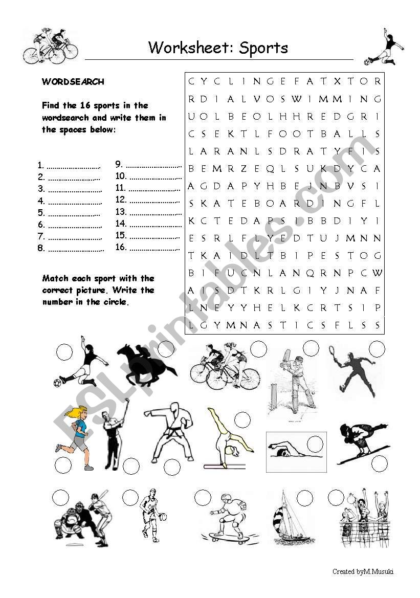 Get 85 Summer Sports Worksheet 84