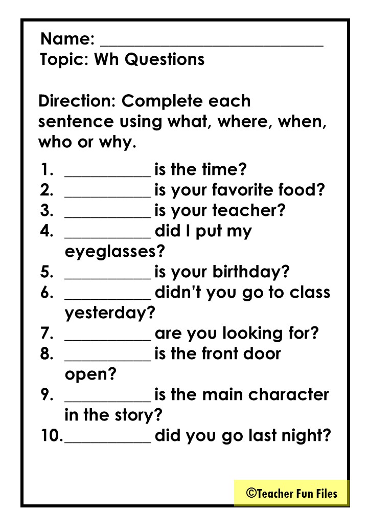 Get 85 Worksheets On Wh Questions Ideas 66