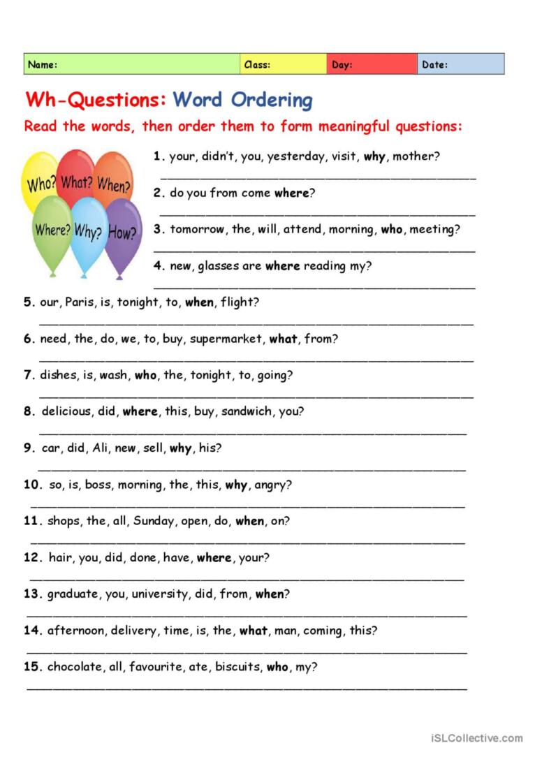 Get 85 Worksheets On Wh Questions Ideas 72