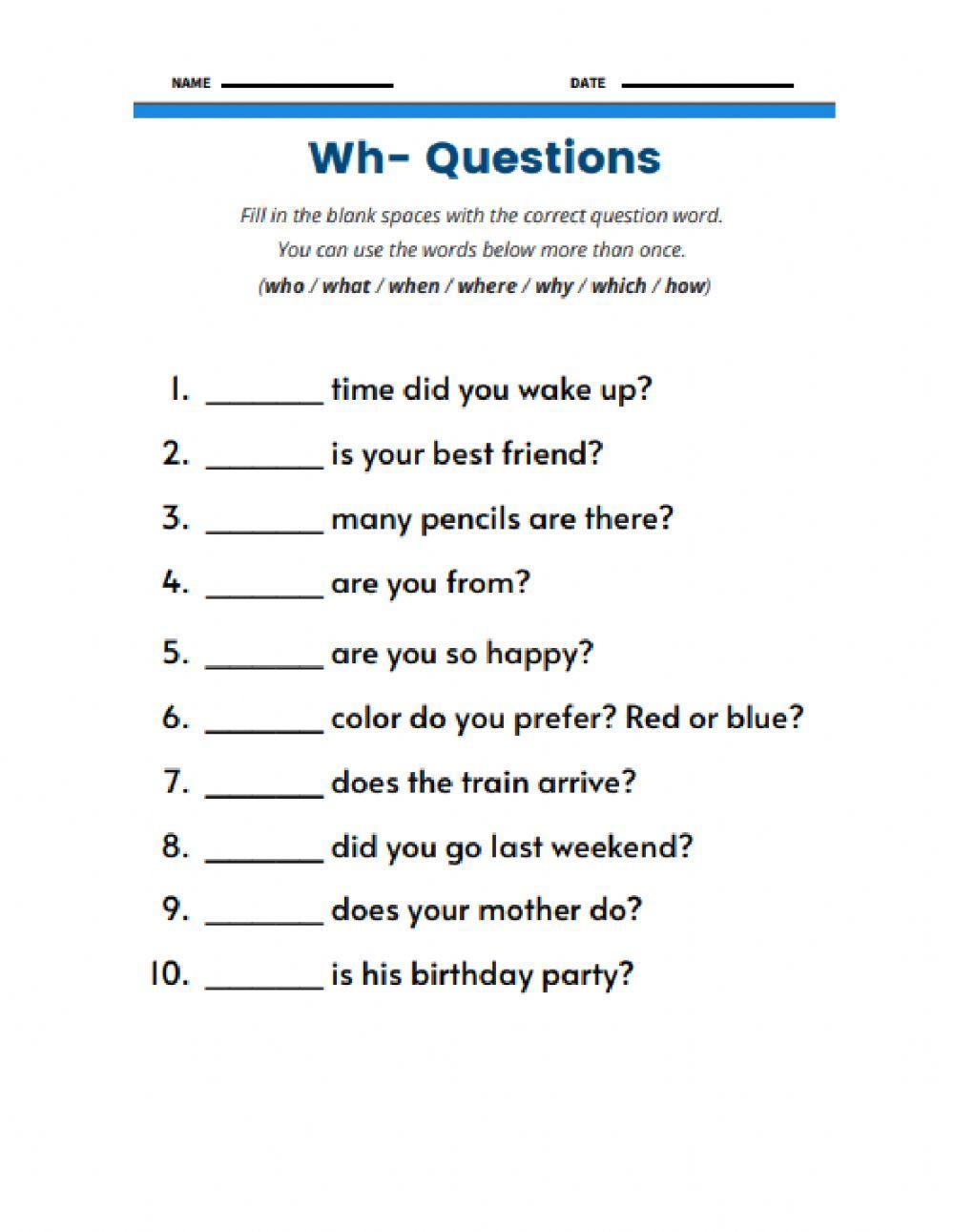 Get 85 Worksheets On Wh Questions Ideas 73