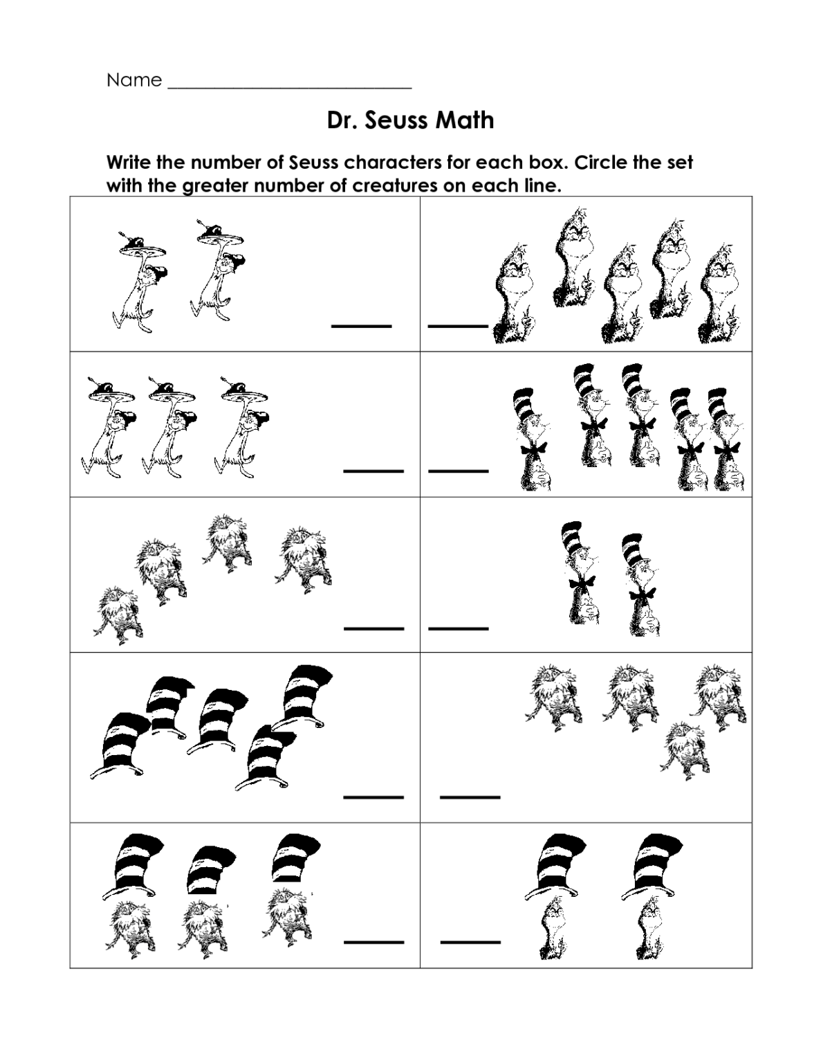 Save 85 Dr Seuss Worksheets Math 72