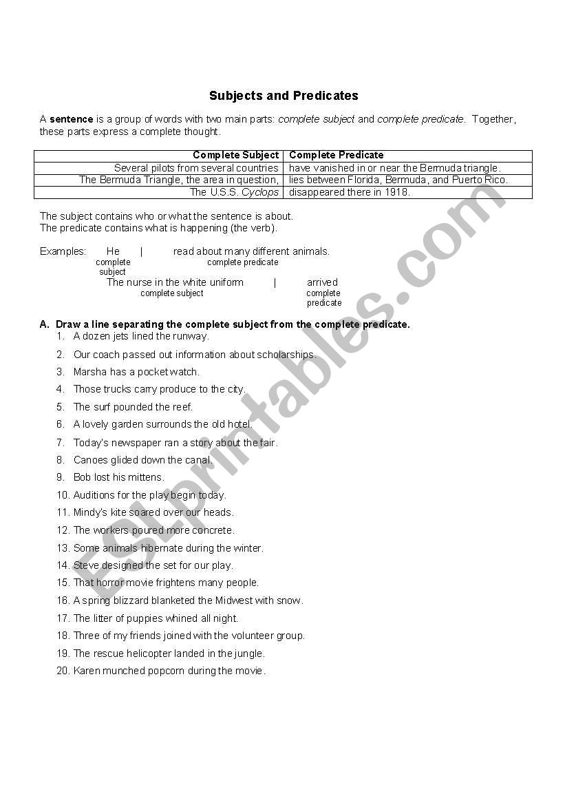 Save 85 Subjects And Predicates Worksheet 12