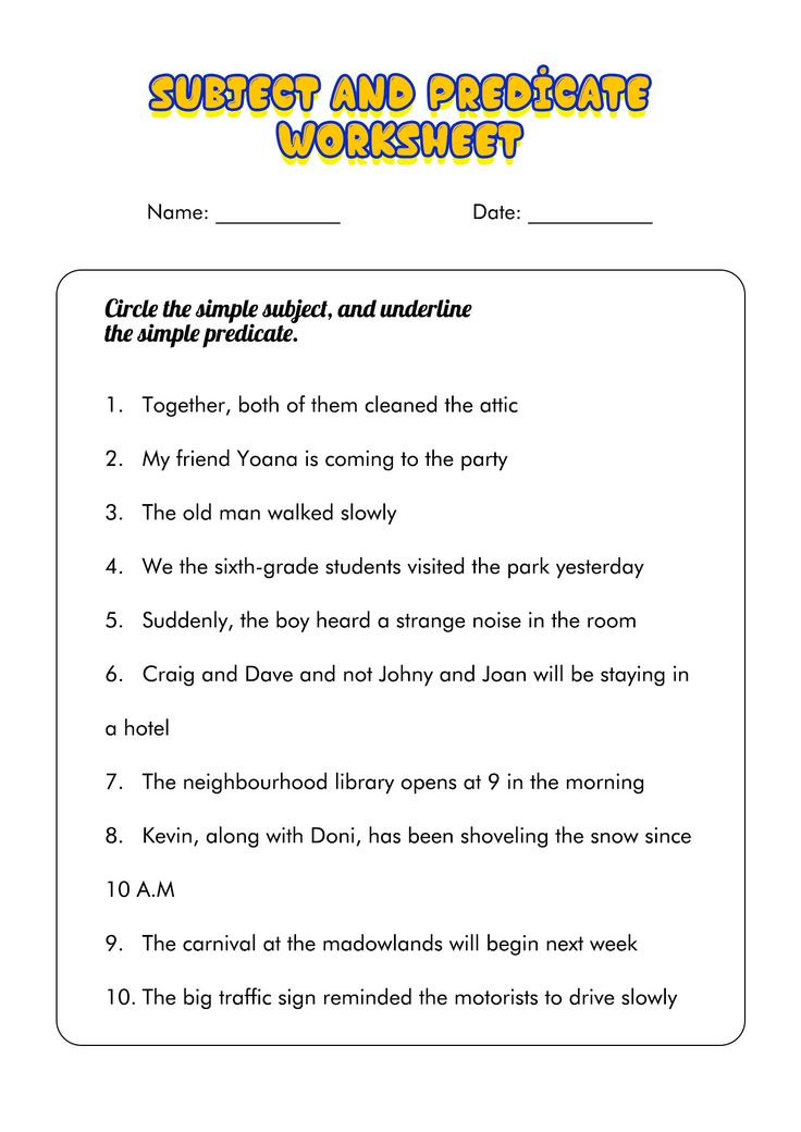 Save 85 Subjects And Predicates Worksheet 20