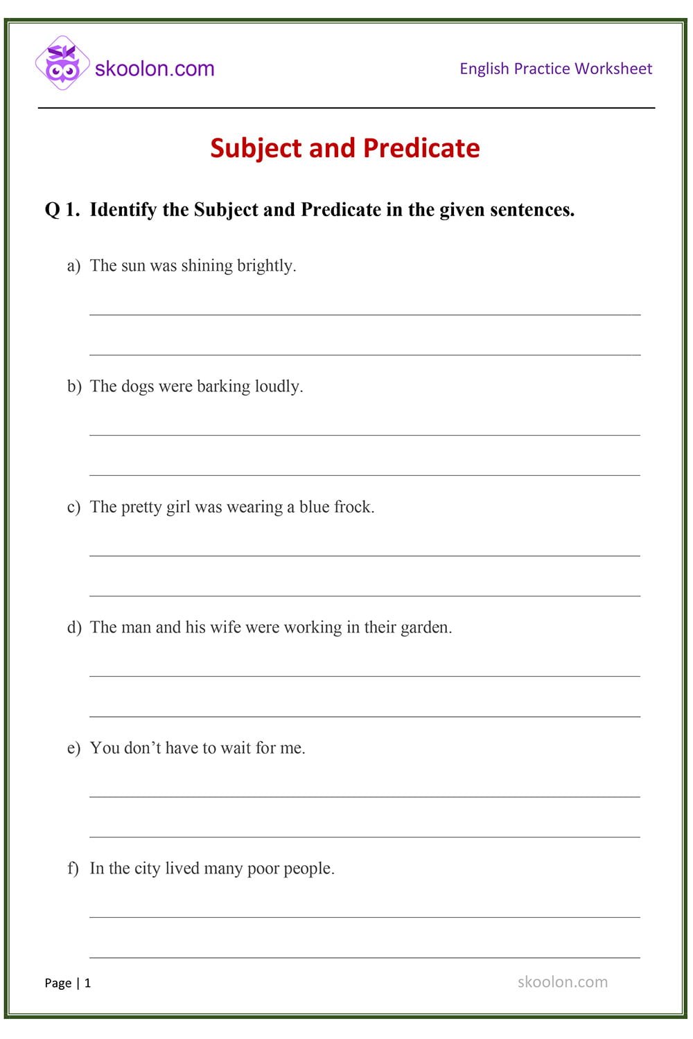 Save 85 Subjects And Predicates Worksheet 24