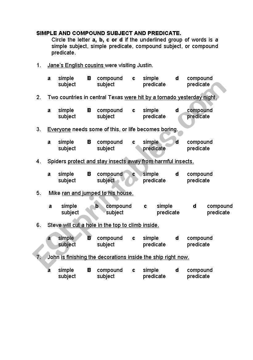 Save 85 Subjects And Predicates Worksheet 50