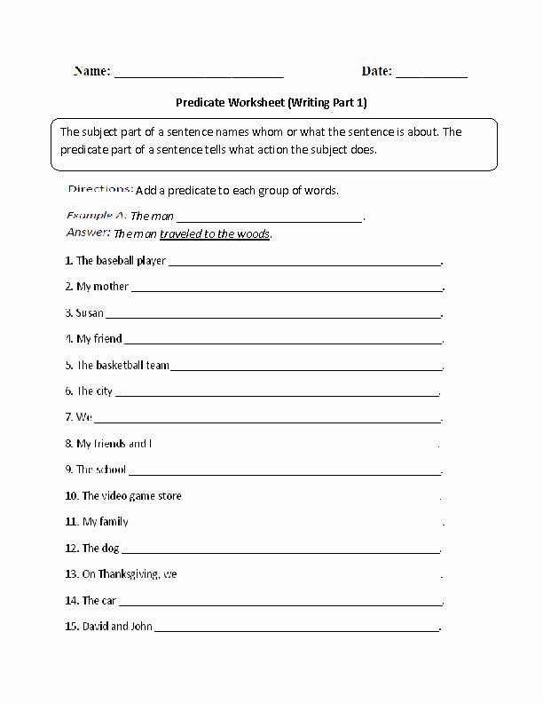 Save 85 Subjects And Predicates Worksheet 52