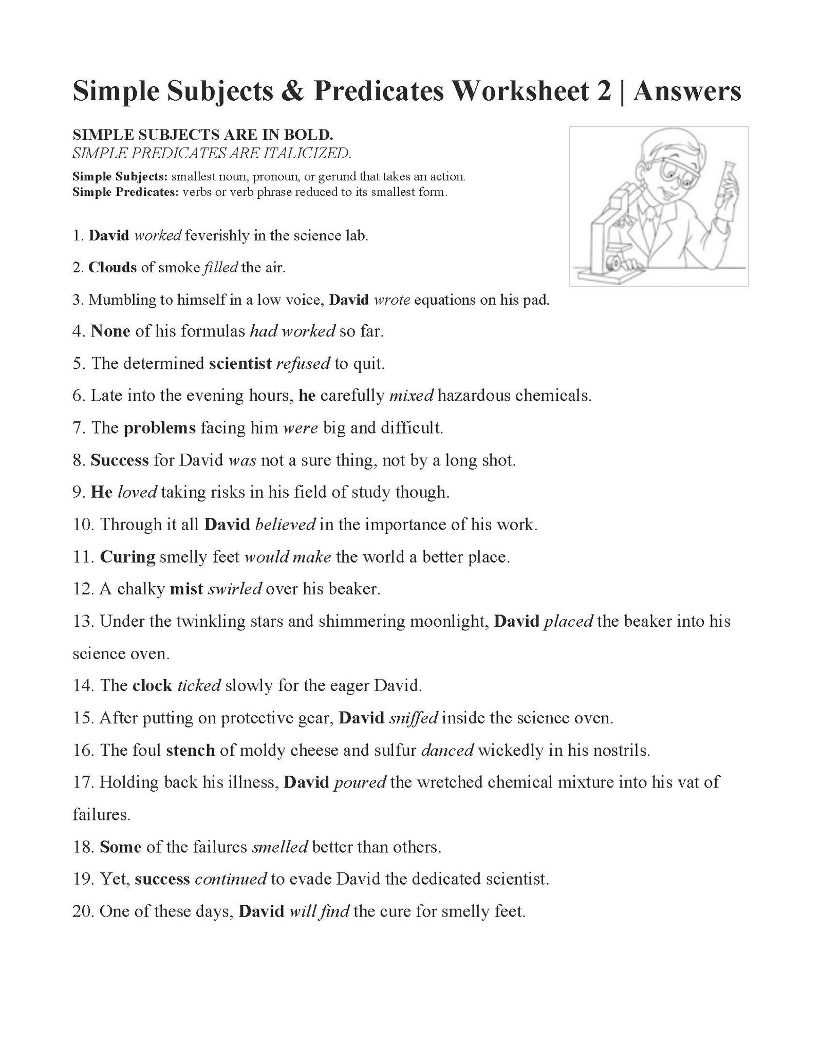 Save 85 Subjects And Predicates Worksheet 72