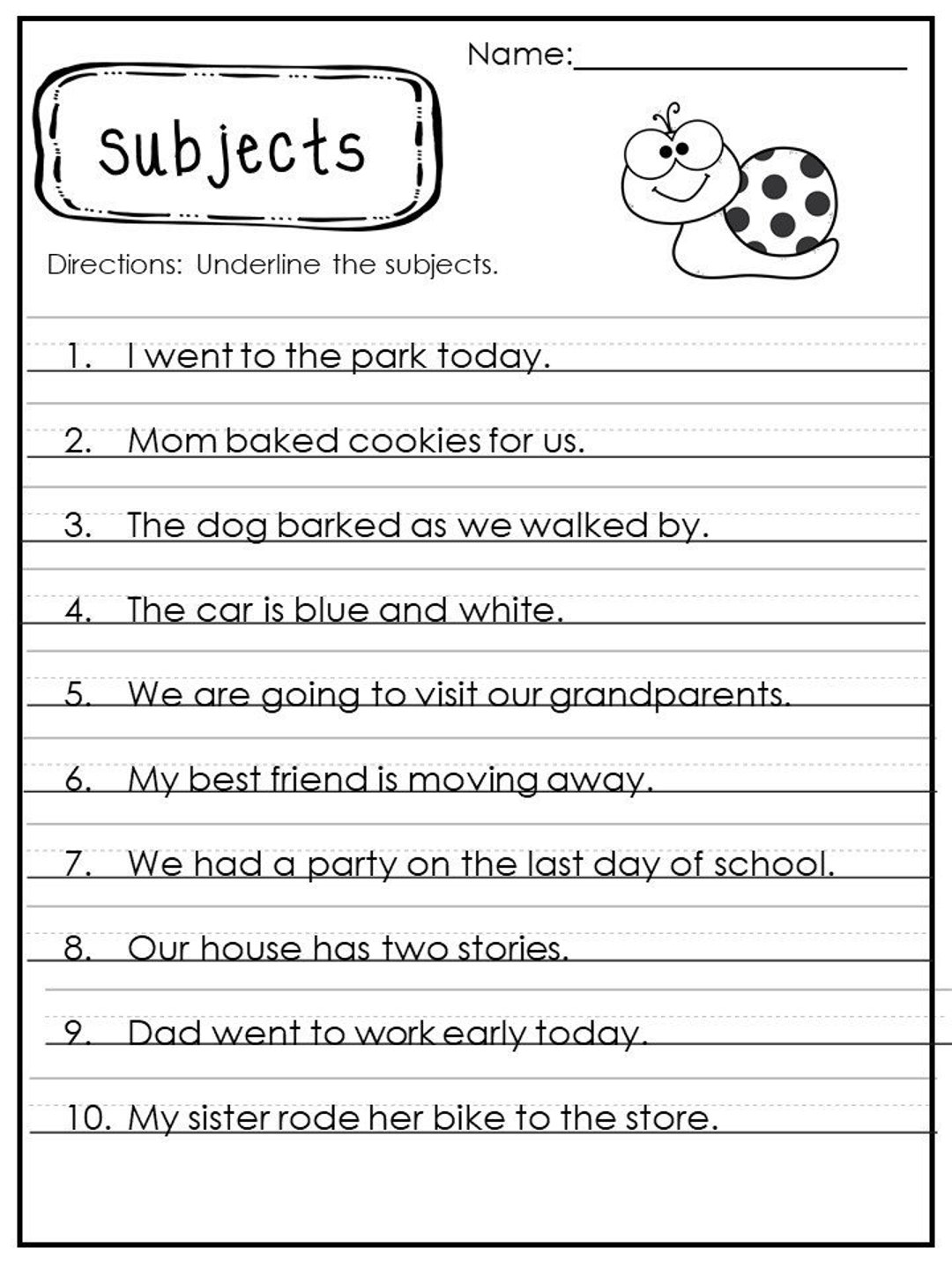 Save 85 Subjects And Predicates Worksheet 75