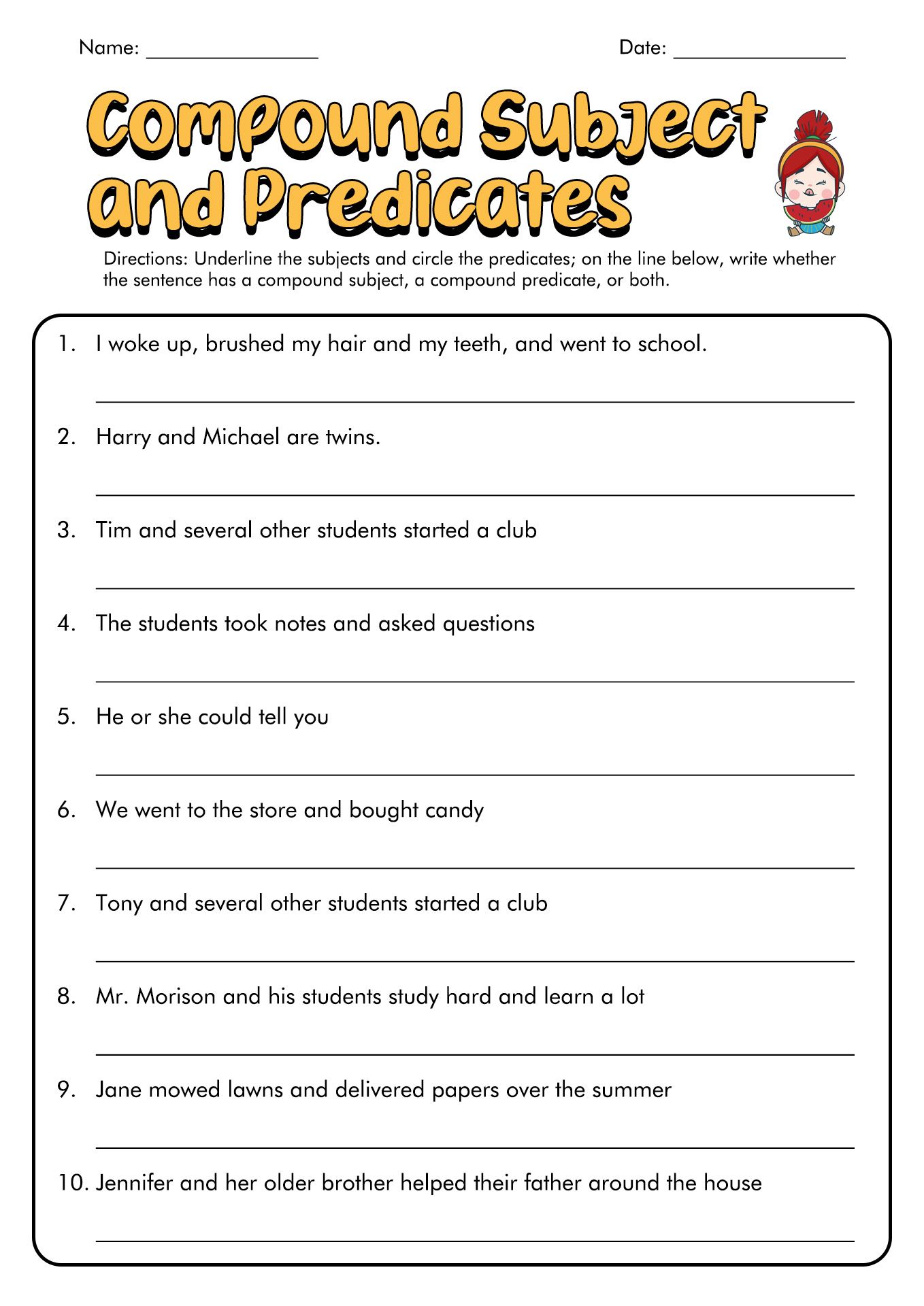 Save 85 Subjects And Predicates Worksheet 80