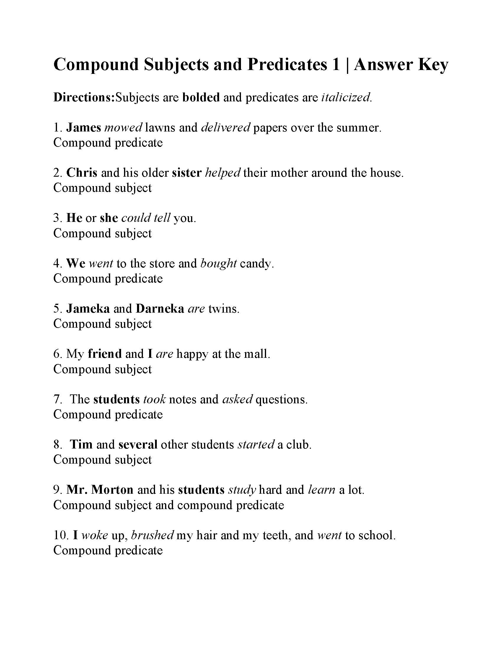 Save 85 Subjects And Predicates Worksheet 82