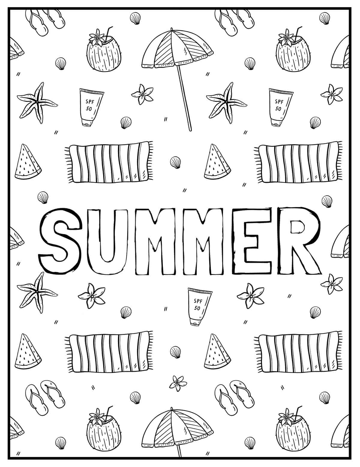 Best 45 Summer Coloring Pages Collage Ideas 12