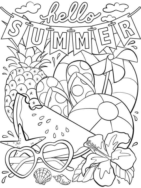 Best 45 Summer Coloring Pages Collage Ideas 24