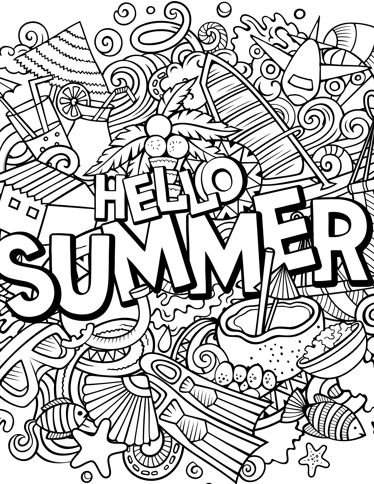 Best 45 Summer Coloring Pages Collage Ideas 27