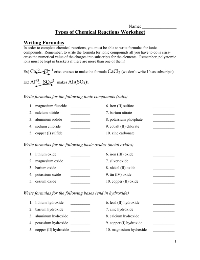 Best 45 Types Of Chemical Reactions Worksheets Ideas 11