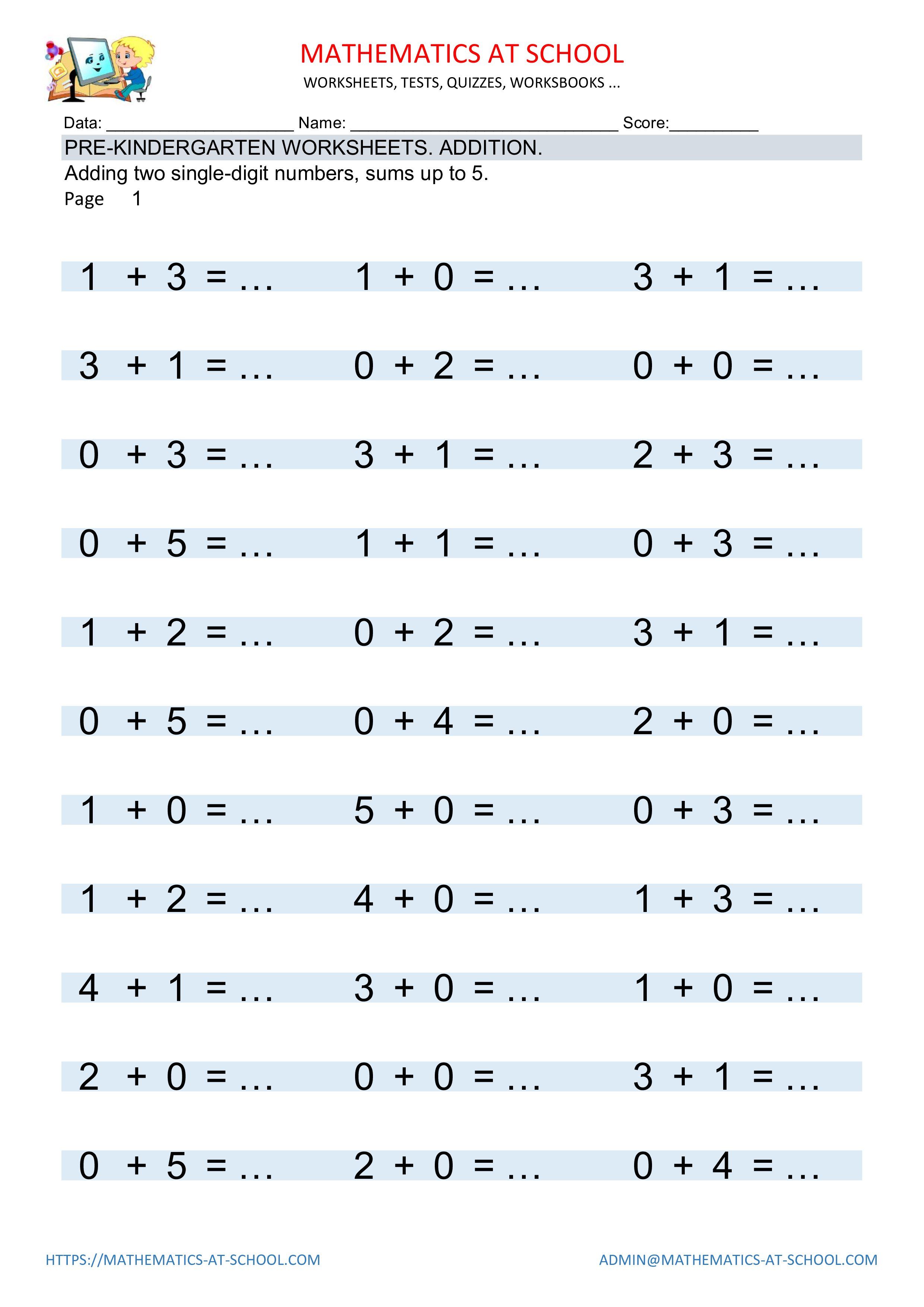 Best 50 Kindergarten Math Worksheets Free Ideas 5