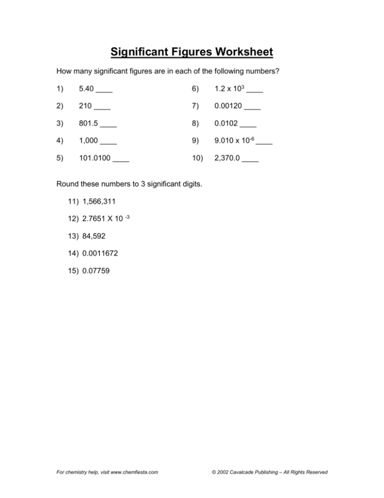 Best 50 Significant Figures Worksheets Ideas 14