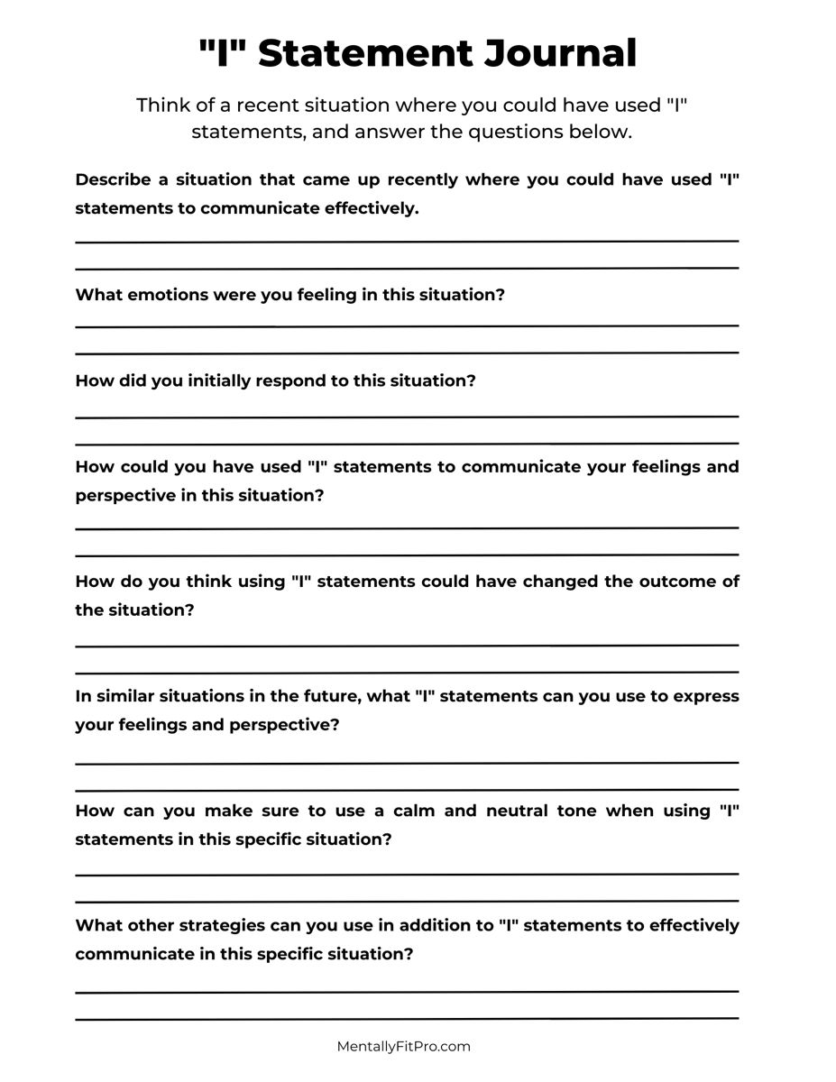 Best 45 I Statements Worksheets Ideas 13