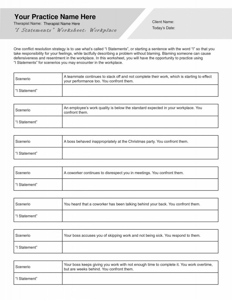 Best 45 I Statements Worksheets Ideas 25