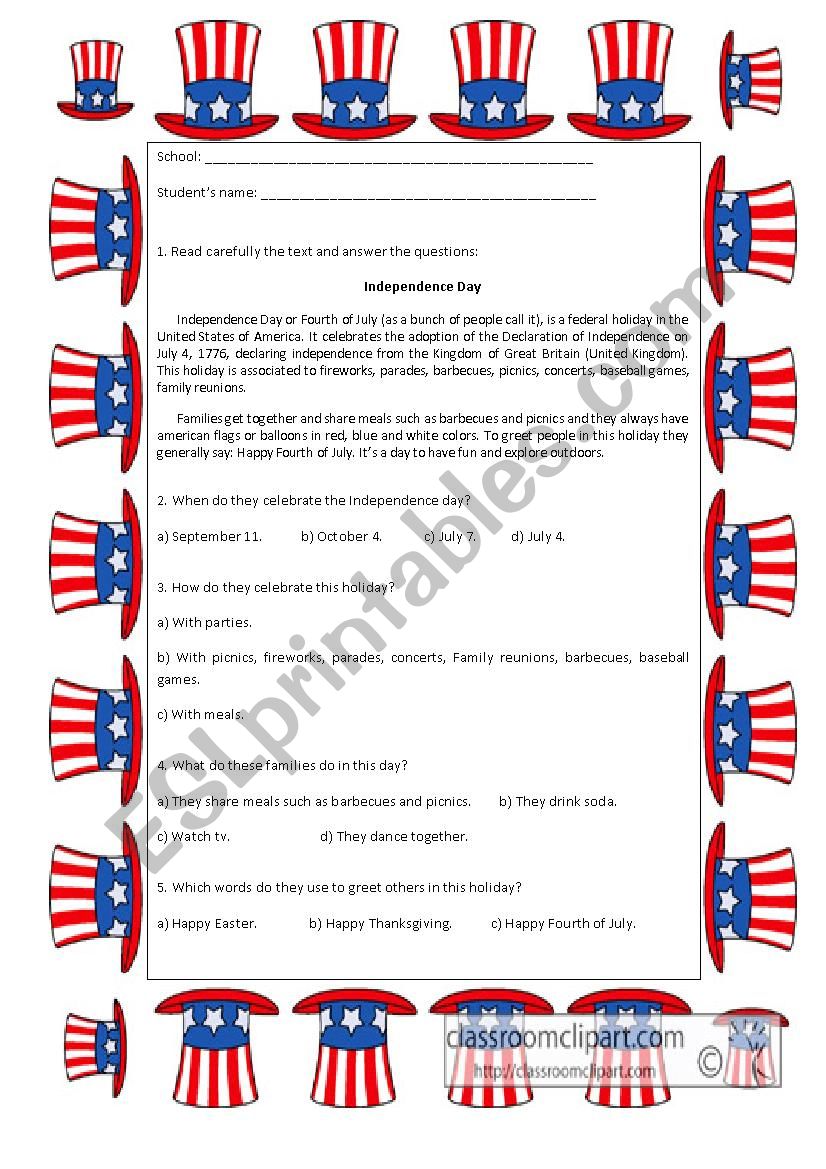 Best 45 Independence Day Usa Worksheet Ideas 25