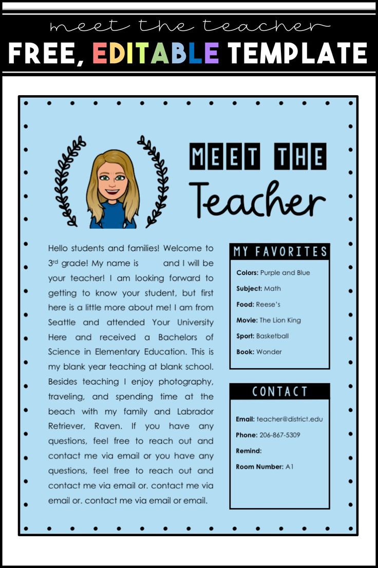 Best 45 Meet The Teacher Template Freebie Ideas 27