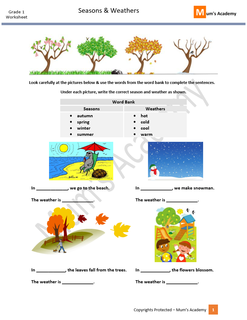 Best 45 Summer Season Worksheets For Grade 1 Ideas 6