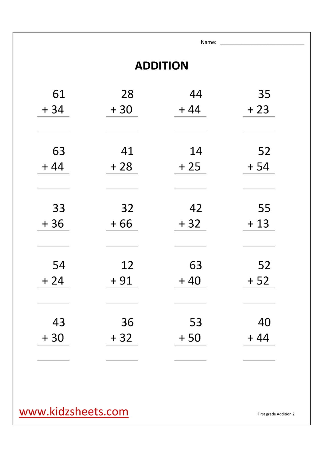 30 1St Grade Simple Math Worksheets