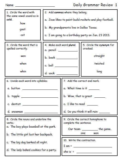 30 2Nd Grade Language Arts Worksheets