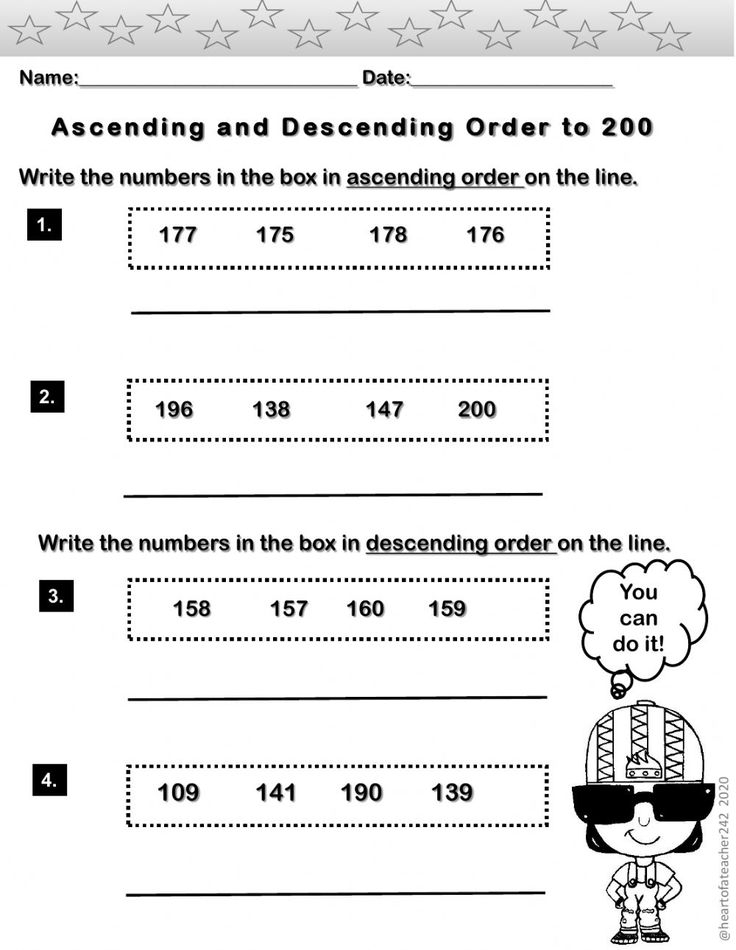 30 2Nd Grade Math Worksheets Ascending Order