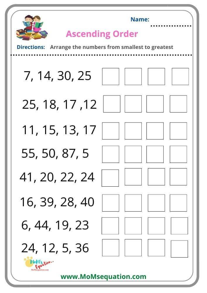 30 2Nd Grade Math Worksheets Ascending Order