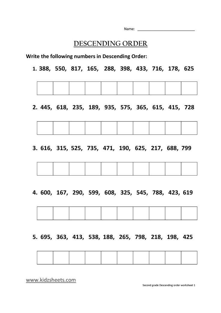 30 2Nd Grade Math Worksheets Ascending Order