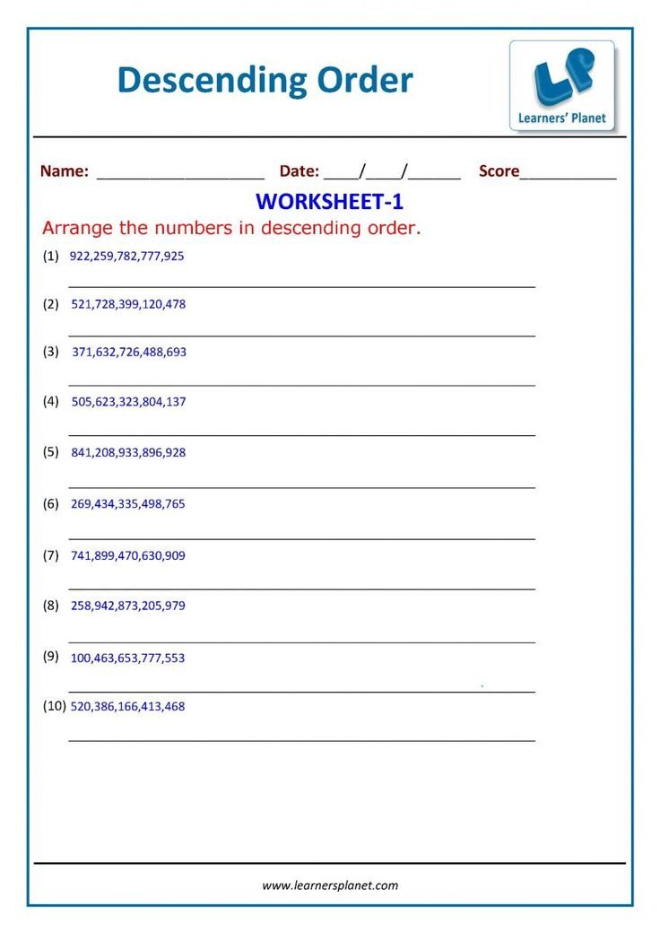 30 2Nd Grade Math Worksheets Ascending Order