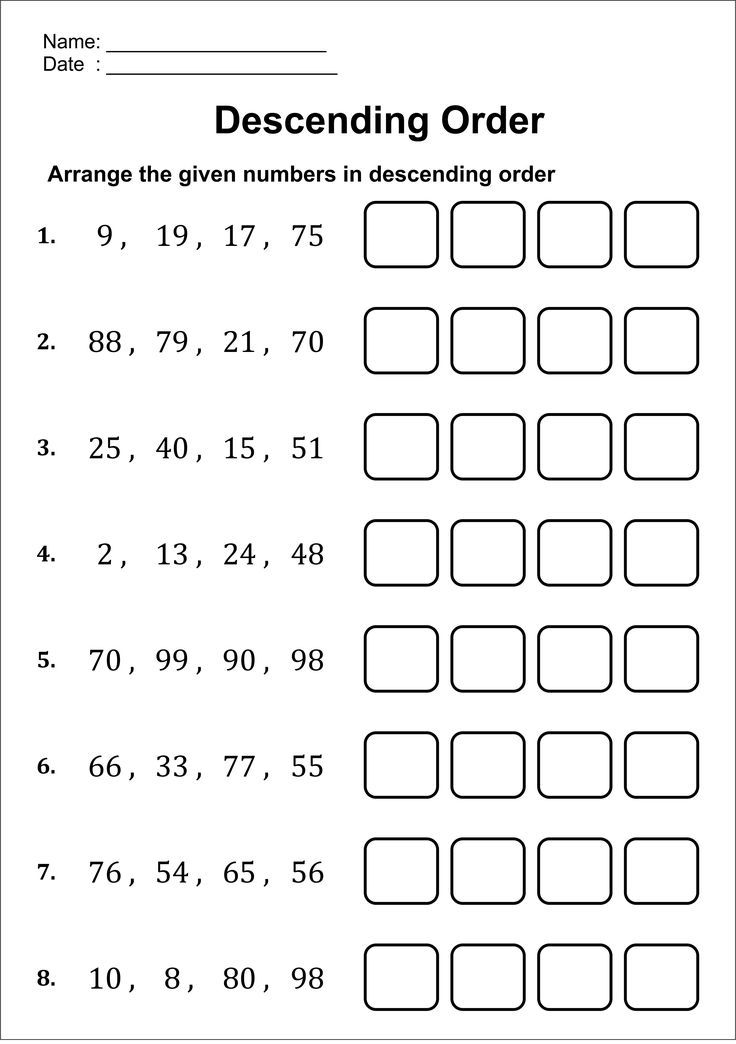 30 2Nd Grade Math Worksheets Ascending Order