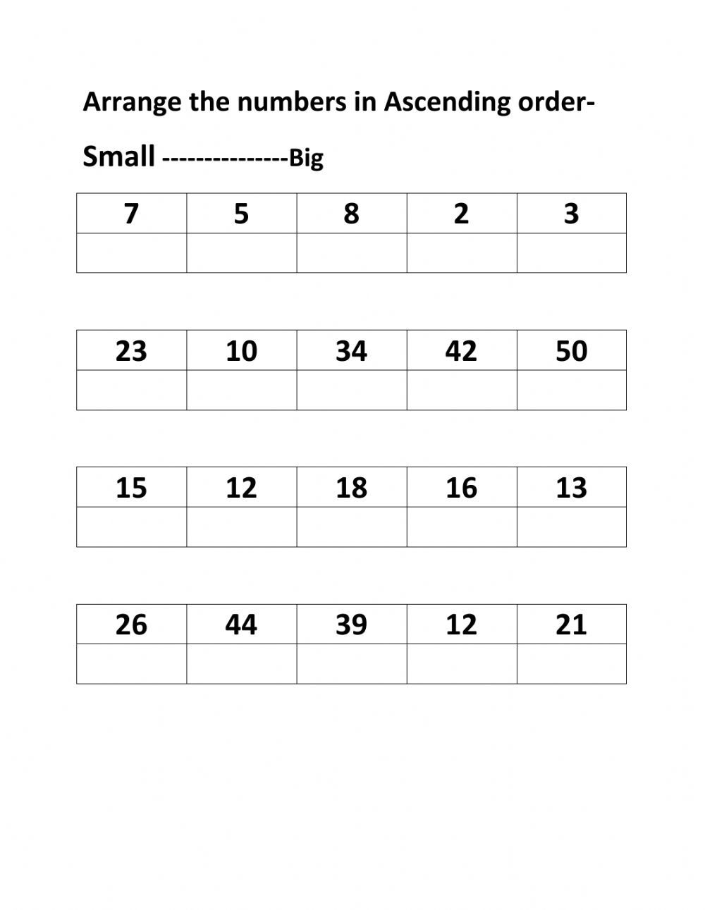 30 2Nd Grade Math Worksheets Ascending Order