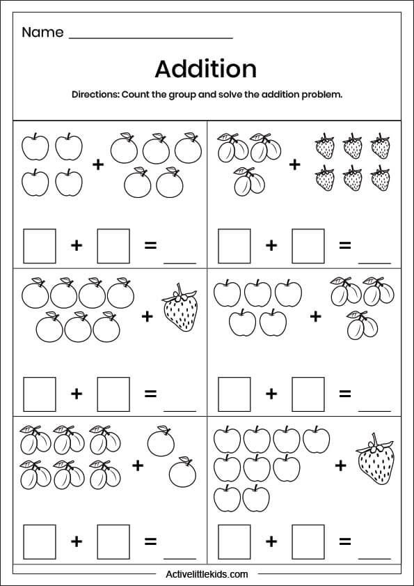 30 Addition Worksheets For Jr Kg